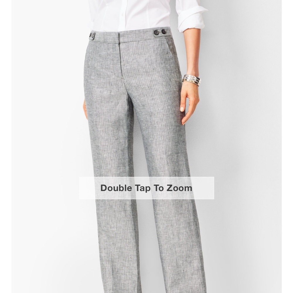 Talbots Heritage Wide Leg LinenTrouser Pant Gray 2P Excellent Condition